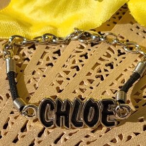 Silver and Black Name Chloe Bracelet
